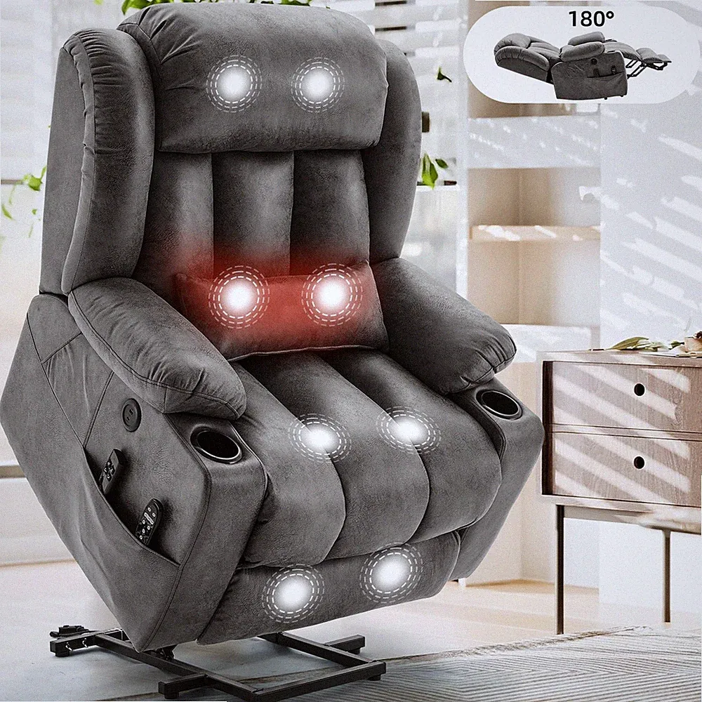 Dual Motor Power Lift Recliner, Oversized Lay Flat Chair, Extended Footrest